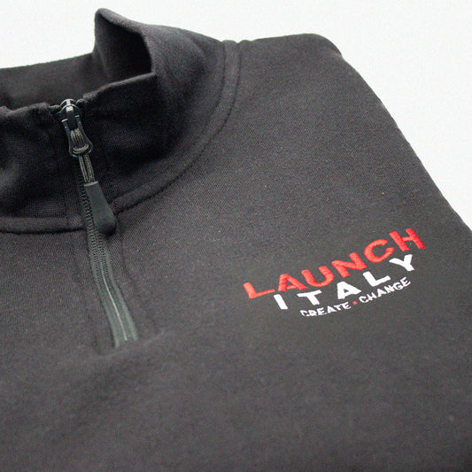 Felpa uomo con zip corta in 60% cotone e 40% poliestere dettaglio ricamo lato cuore