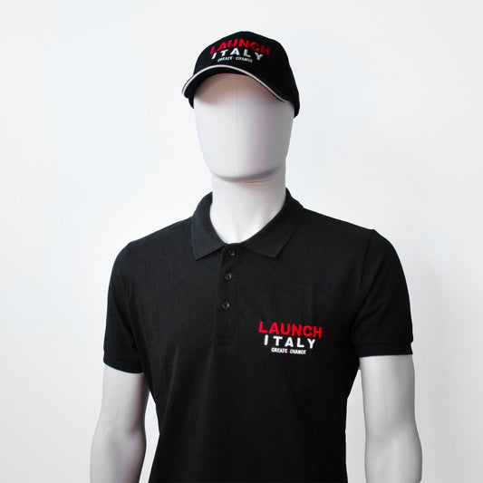 Polo uomo Launch Italy: 95% cotone Ringspun, 5% elastan dettaglio ricamo lato cuore