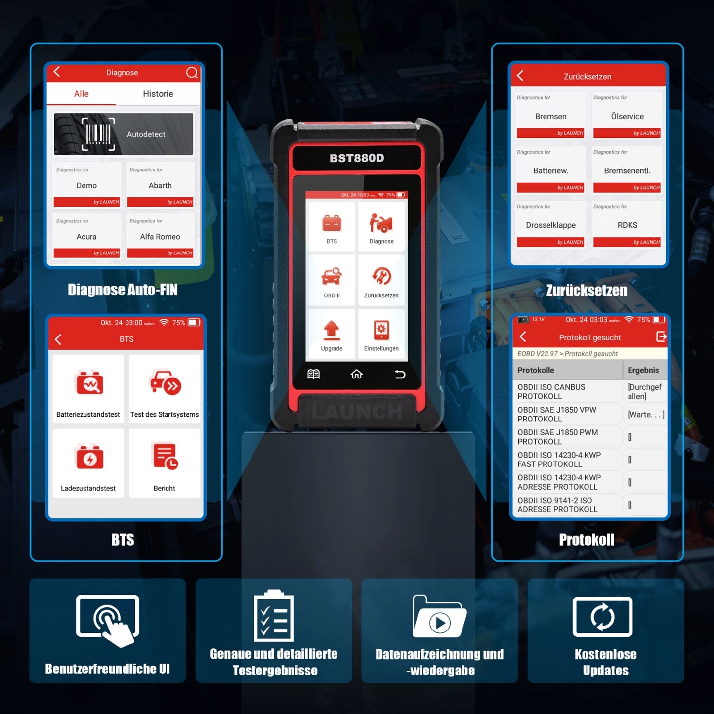 BST-880D Dispositivo diagnostico OBD-II / Batteria
