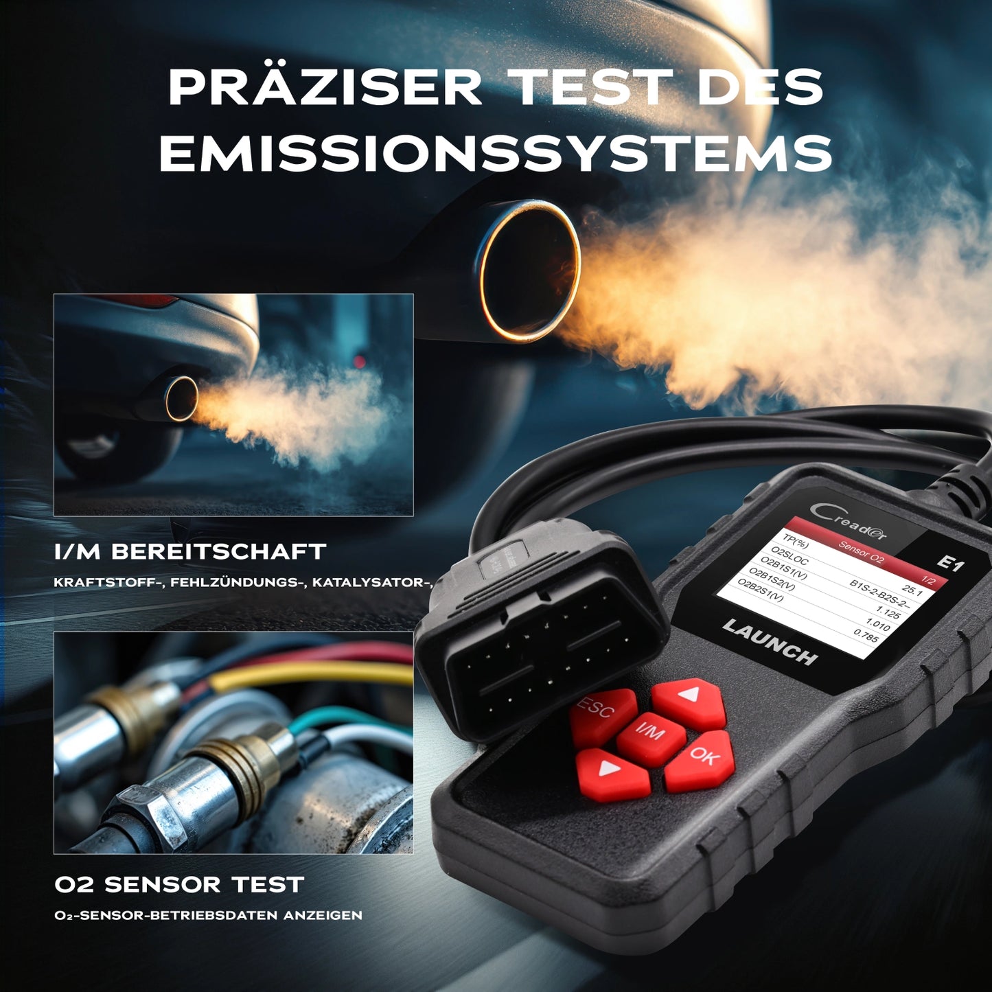 Creader E1 Test des Emissionssystems