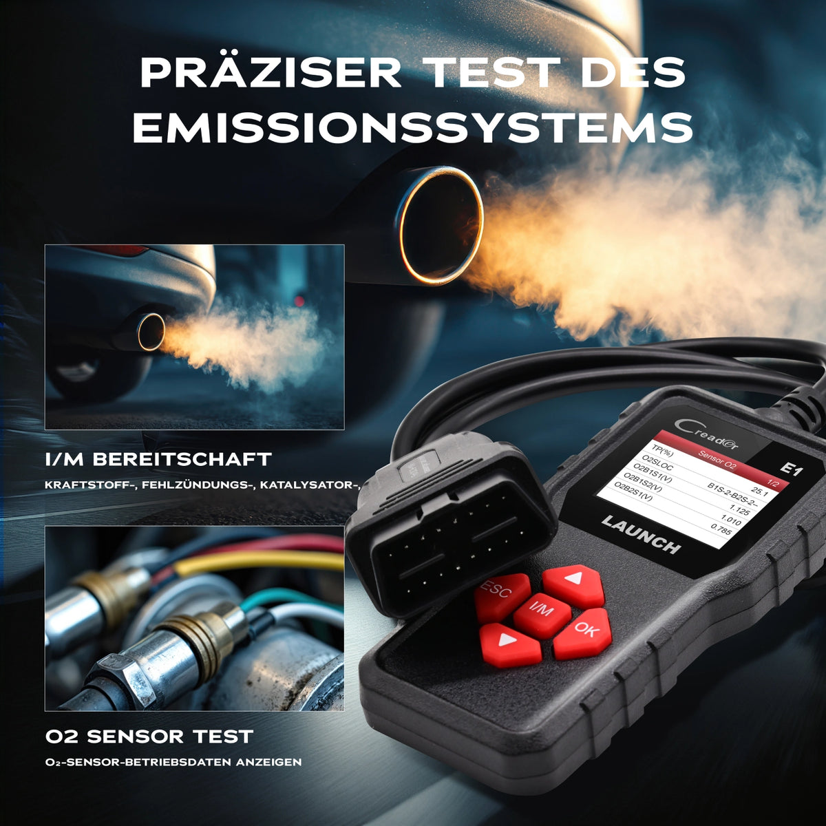 Creader E1 Test des Emissionssystems