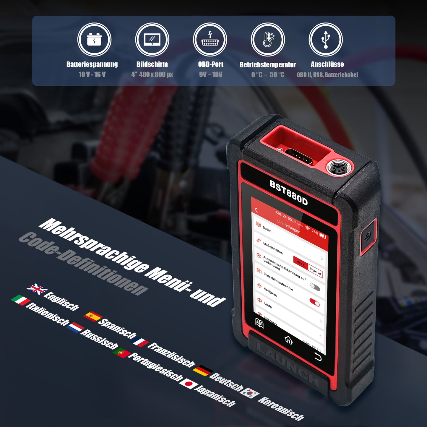 BST-880D OBDII/ Batterie Diagnosegerät
