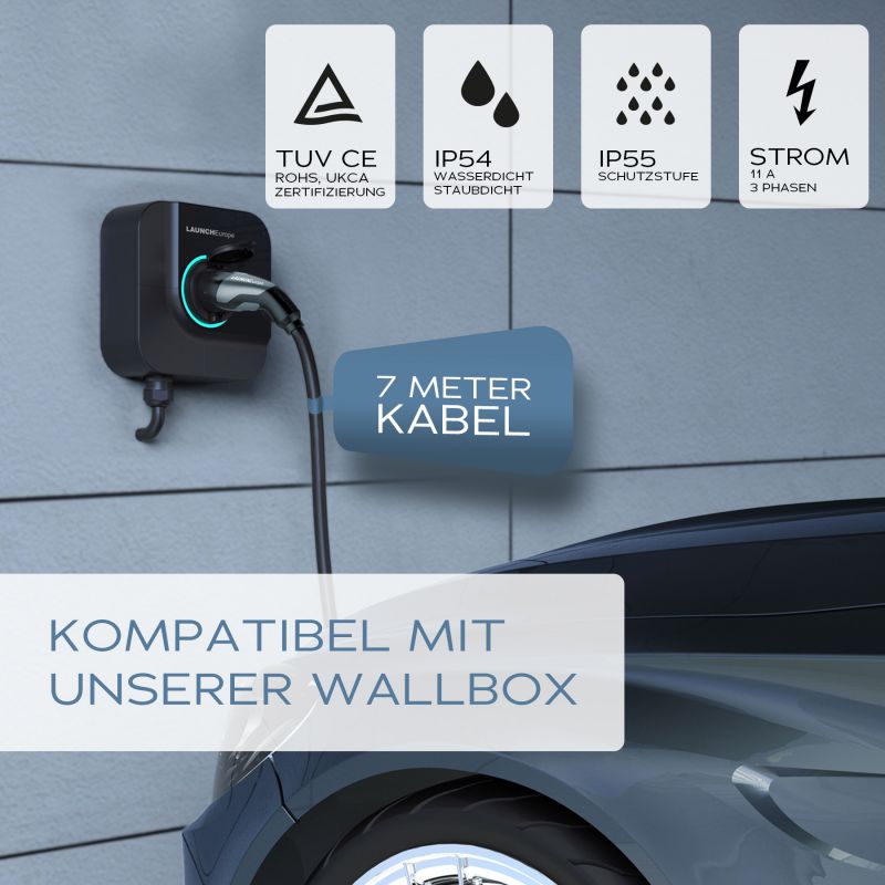 Kabel do ładowania Typ 2 | 22 kW | 7 m